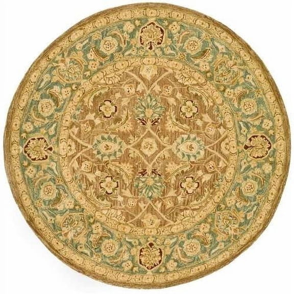 SAFAVIEH Anatolia Sophia Floral Wool Area Rug, Brown/Blue, 6' x 6' Round