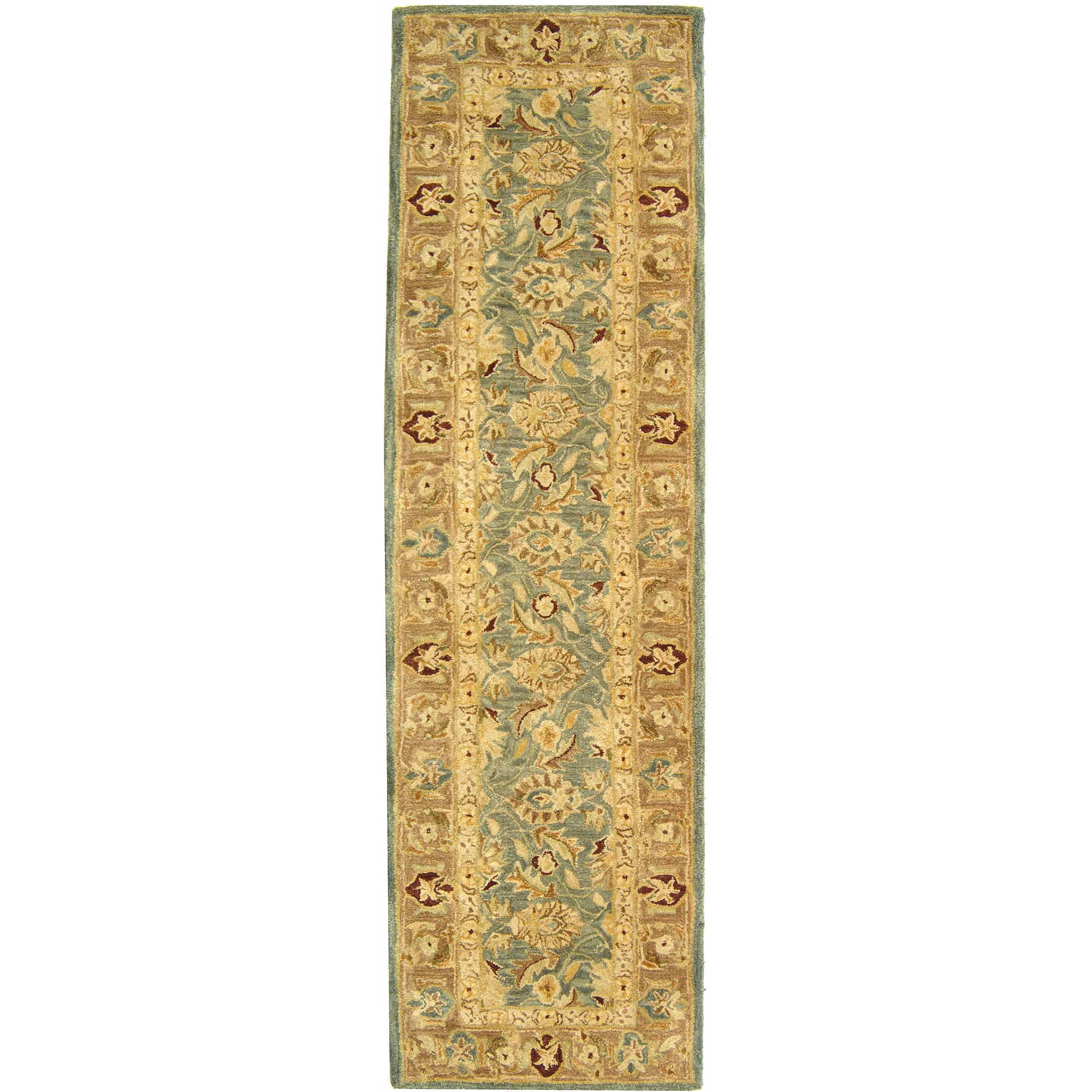 SAFAVIEH Anatolia Sophia Floral Wool Runner Rug, Teal Blue/Taupe, 2'3 ...