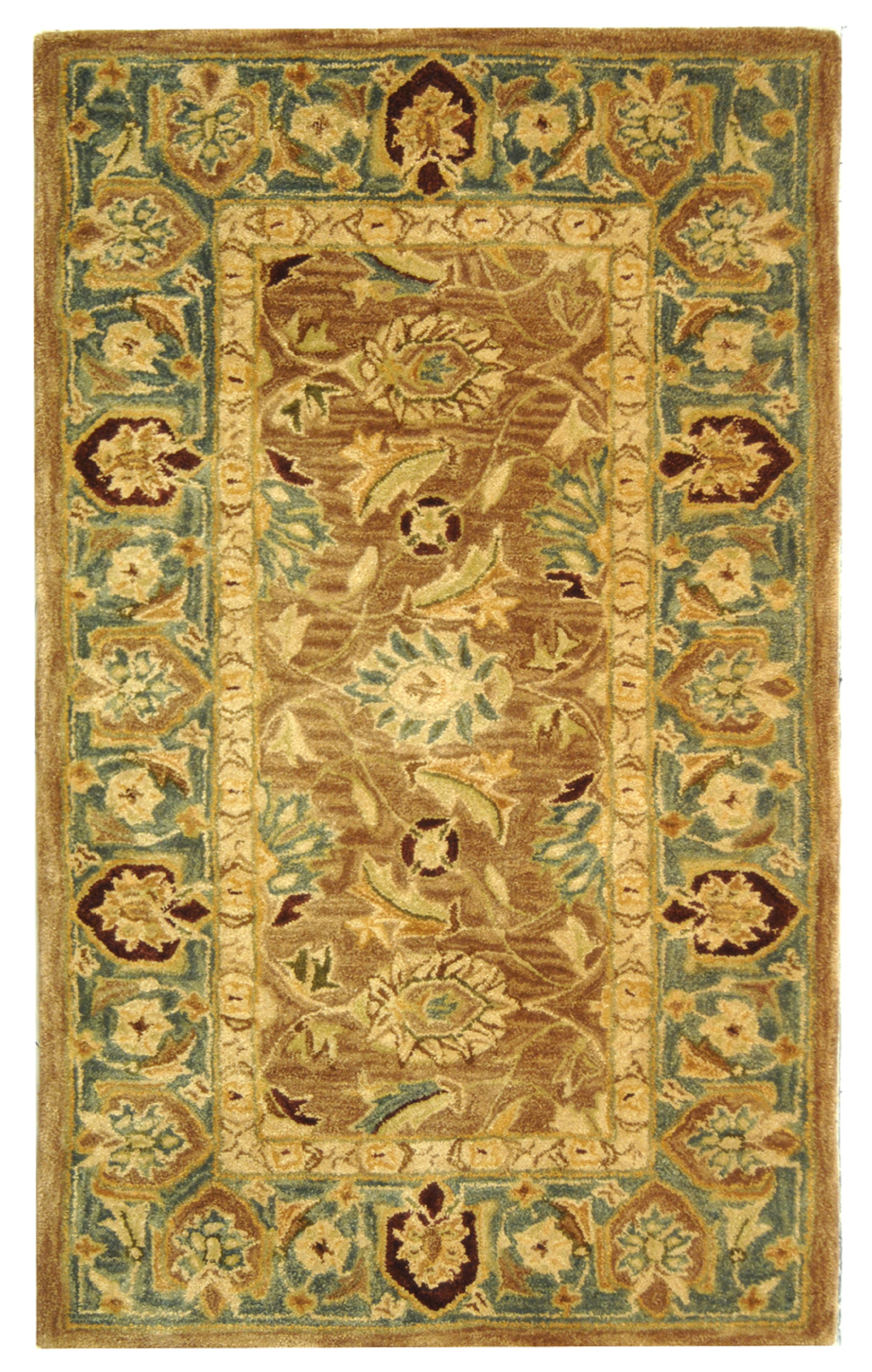 Anatolia 3' x 5' Brown and Blue Wool Tufted Rug