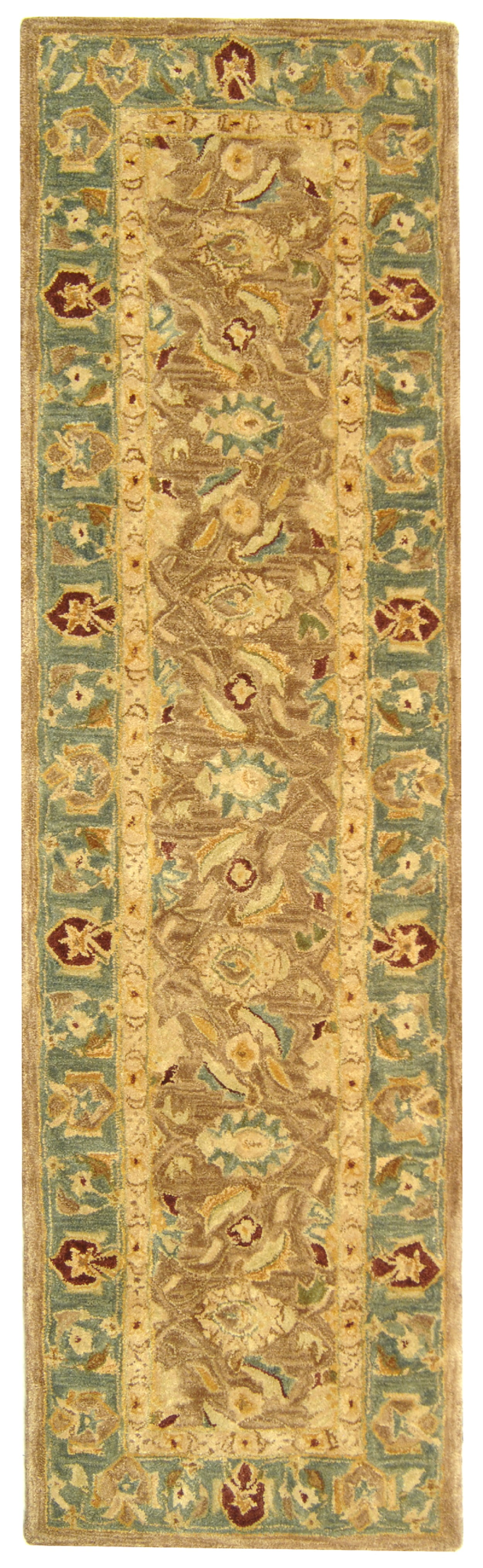 SAFAVIEH Anatolia Sophia Floral Wool Runner Rug, Brown/Blue, 2'3" x 8'