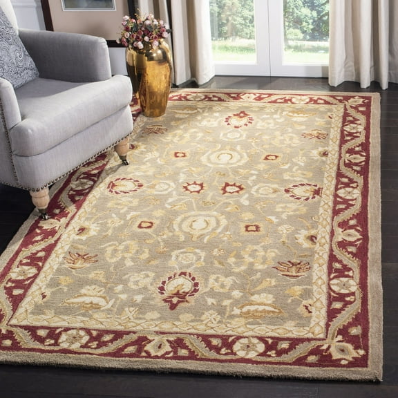 SAFAVIEH Anatolia Spencer Floral Area Rug, Light Green/Red, 5' x 8'