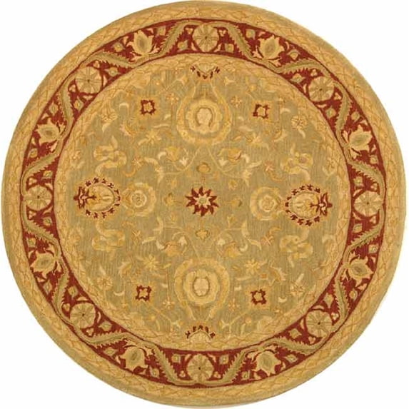 SAFAVIEH Anatolia Spencer Floral Area Rug, Light Green/Red, 8' x 8' Round