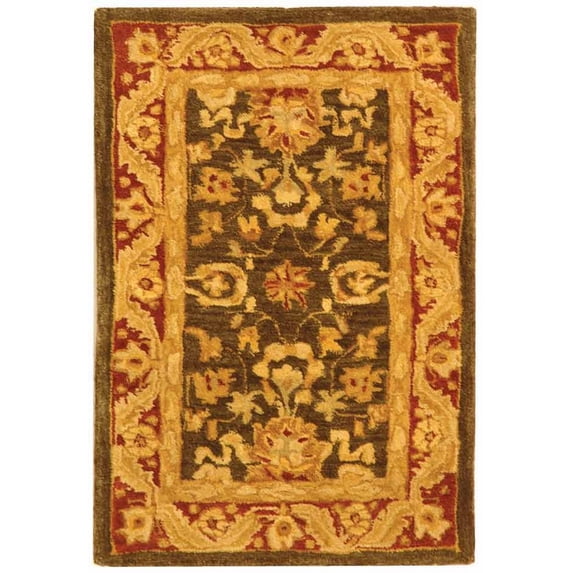SAFAVIEH Anatolia Spencer Traditional Wool Area Rug, Charcoal/Red, 2' x 3'