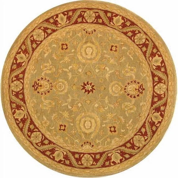 SAFAVIEH Anatolia Spencer Traditional Wool Area Rug, Light Green/Red, 6' x 6' Round