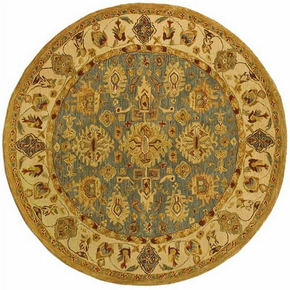 SAFAVIEH Anatolia Stacy Floral Area Rug, Blue/Ivory, 4' x 4' Round