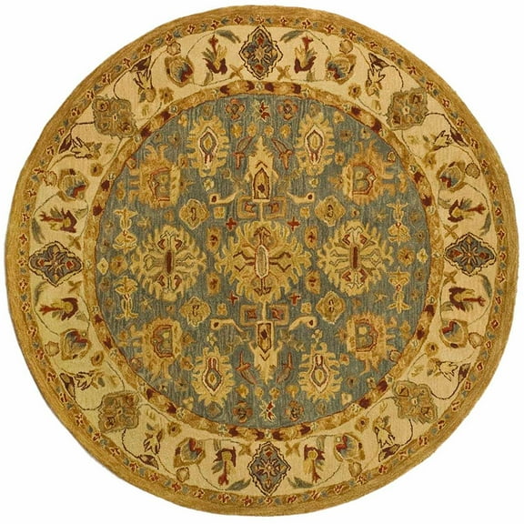 SAFAVIEH Anatolia Stacy Floral Area Rug, Blue/Ivory, 8' x 8' Round