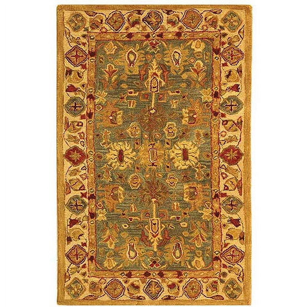 Anatolia Blue and Ivory Hand-Tufted Wool 3' x 5' Area Rug