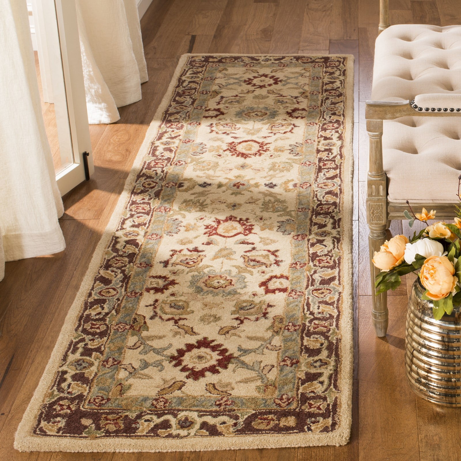 SAFAVIEH Anatolia Stella Floral Runner Rug, Ivory/Brown, 2'3" x 10'