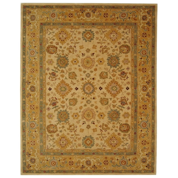 SAFAVIEH Anatolia Stella Traditional Wool Area Rug, Ivory/Gold, 8' x 10'
