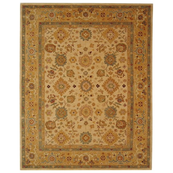 SAFAVIEH Anatolia Stella Traditional Wool Area Rug, Ivory/Gold, 9'6" x 13'6"