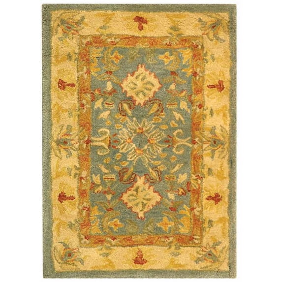 SAFAVIEH Anatolia Stephen Traditional Wool Area Rug, Light Blue/Ivory, 2' x 3'