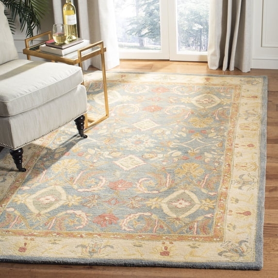 SAFAVIEH Anatolia Stephen Traditional Wool Area Rug, Light Blue/Ivory, 9'6" x 13'6"