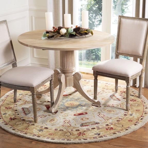 SAFAVIEH Anatolia Stewart Floral Area Rug, Ivory/Gold, 6' x 6' Round
