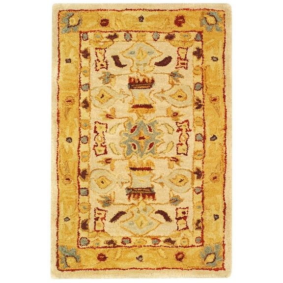 SAFAVIEH Anatolia Stewart Traditional Wool Area Rug, Ivory/Gold, 2' x 3'