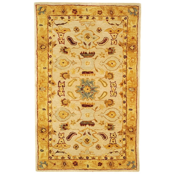 SAFAVIEH Anatolia Stewart Traditional Wool Area Rug, Ivory/Gold, 3' x 5'