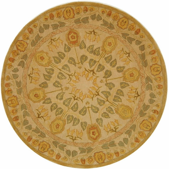 SAFAVIEH Anatolia Sunny Floral Wool Area Rug, Ivory, 4' x 4' Round