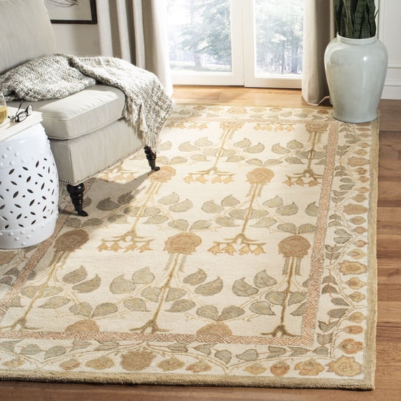 SAFAVIEH Anatolia Sunny Floral Wool Area Rug, Ivory, 9' x 12'