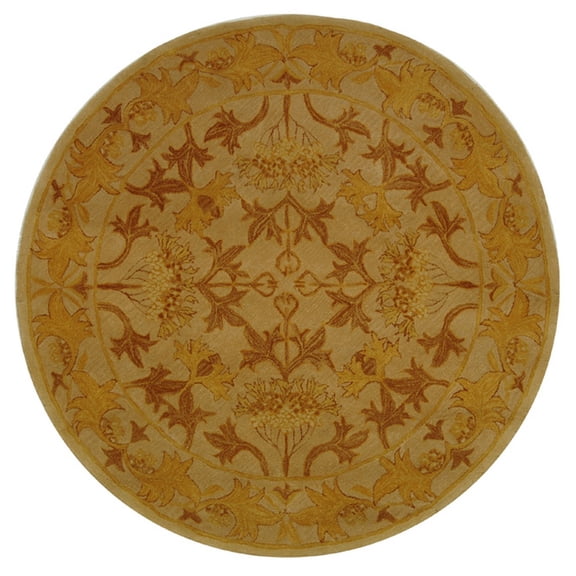 SAFAVIEH Anatolia Susan Floral Wool Area Rug, Beige/Gold, 8' x 8' Round