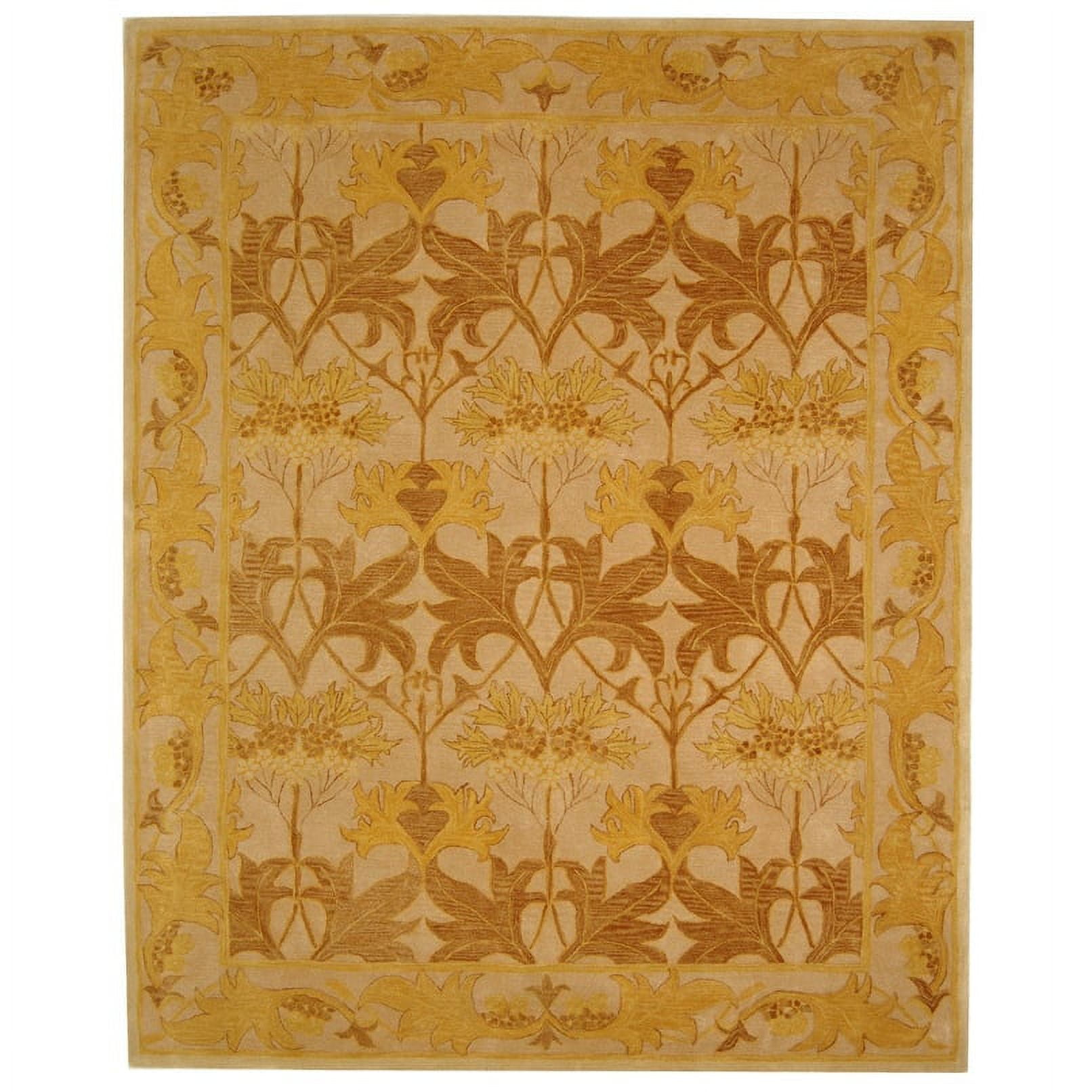 Hand-Tufted Beige and Gold Wool Rectangular Accent Rug, 2' x 3'