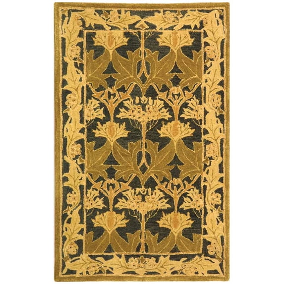 SAFAVIEH Anatolia Susan Floral Wool Area Rug, Navy/Sage, 3' x 5'
