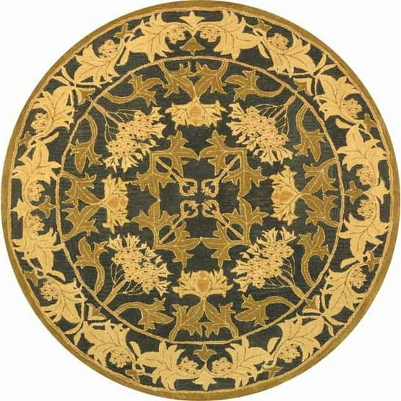 SAFAVIEH Anatolia Susan Floral Wool Area Rug, Navy/Sage, 6' x 6' Round