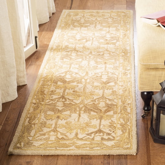 SAFAVIEH Anatolia Susan Floral Wool Runner Rug, Beige/Gold, 2'3" x 8'