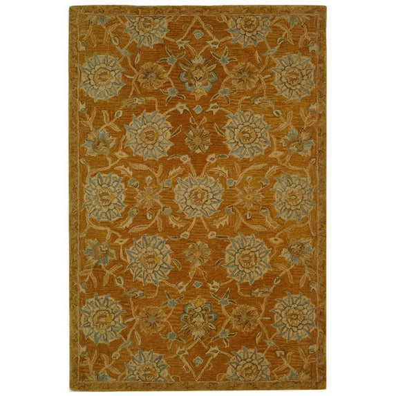 SAFAVIEH Anatolia Synthia Traditional Wool Area Rug, Gold/Blue, 4' x 6'