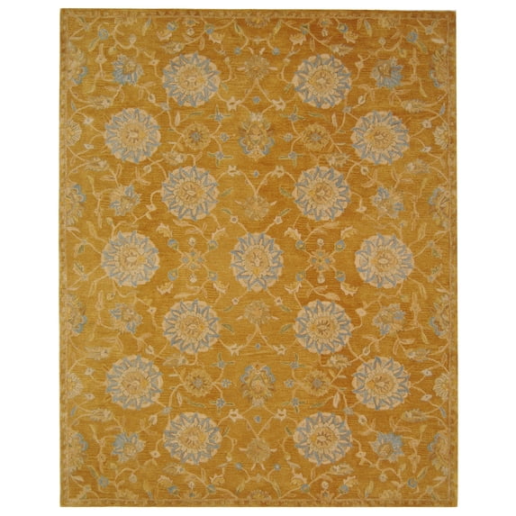 SAFAVIEH Anatolia Synthia Traditional Wool Area Rug, Gold/Blue, 8' x 10'