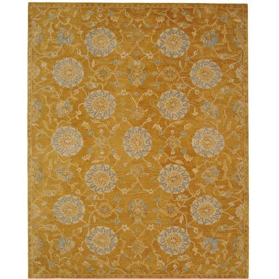 SAFAVIEH Anatolia Synthia Traditional Wool Area Rug, Gold/Blue, 9'6" x 13'6"