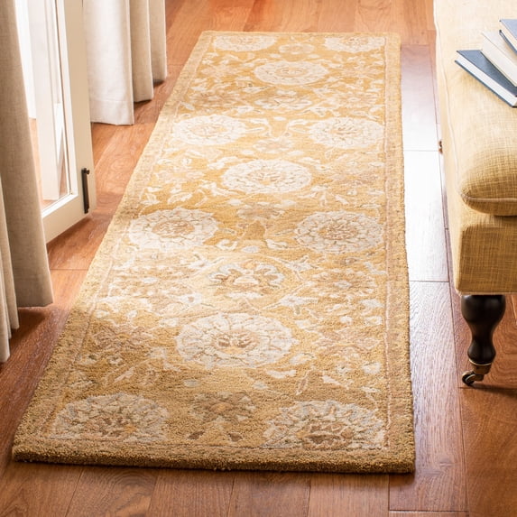 SAFAVIEH Anatolia Synthia Traditional Wool Runner Rug, Gold/Blue, 2'3" x 8'