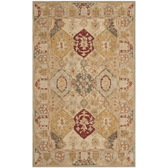 SAFAVIEH Anatolia Taylor Floral Wool Area Rug, Beige/Multi, 4' x 6'