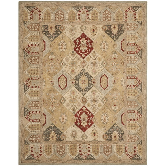 SAFAVIEH Anatolia Taylor Floral Wool Area Rug, Beige/Multi, 9' x 12'