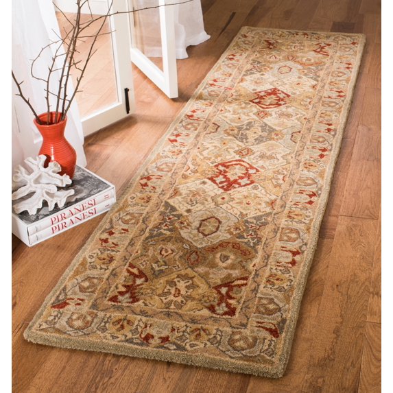 SAFAVIEH Anatolia Taylor Floral Wool Runner Rug, Beige/Multi, 2'3" x 10'