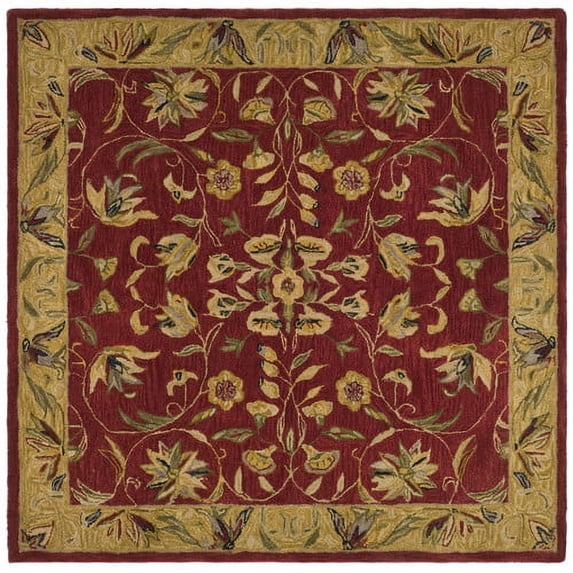 SAFAVIEH Anatolia Timothy Wool Area Rug, Burgundy/Gold, 8' x 8' Square