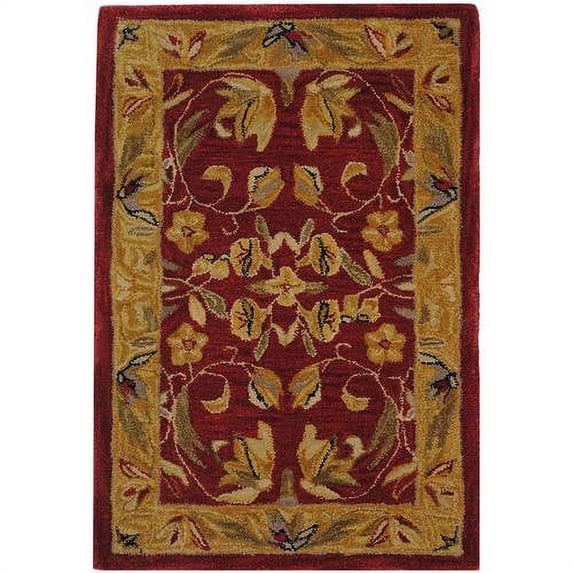 SAFAVIEH Anatolia Timothy Wool Area Rug, Burgundy/Gold, 9' x 12'
