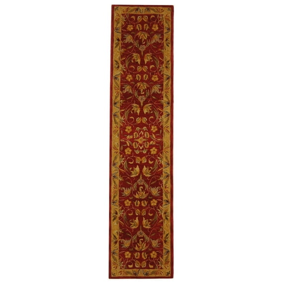 SAFAVIEH Anatolia Timothy Wool Runner Rug, Burgundy/Gold, 2'3" x 22'