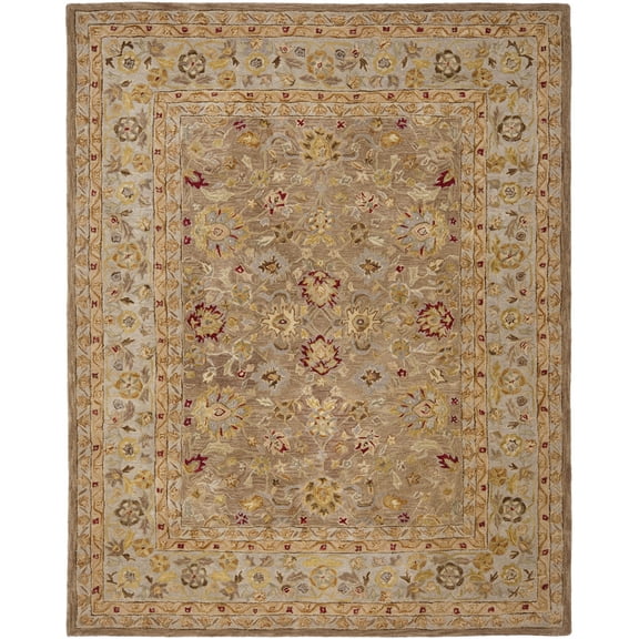 SAFAVIEH Anatolia Tracy Floral Wool Area Rug, Tan/Ivory, 11' x 15'