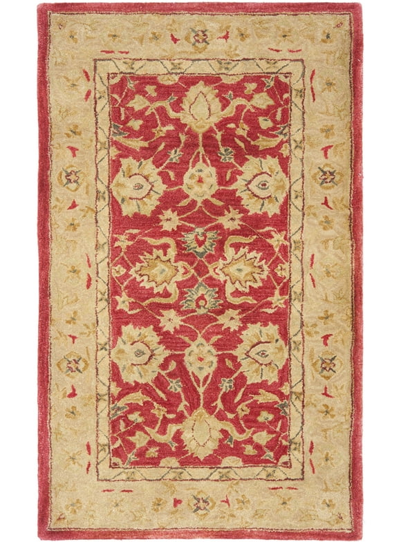 SAFAVIEH Anatolia Tracy Traditional Wool Area Rug, Red/Ivory, 3' x 5'