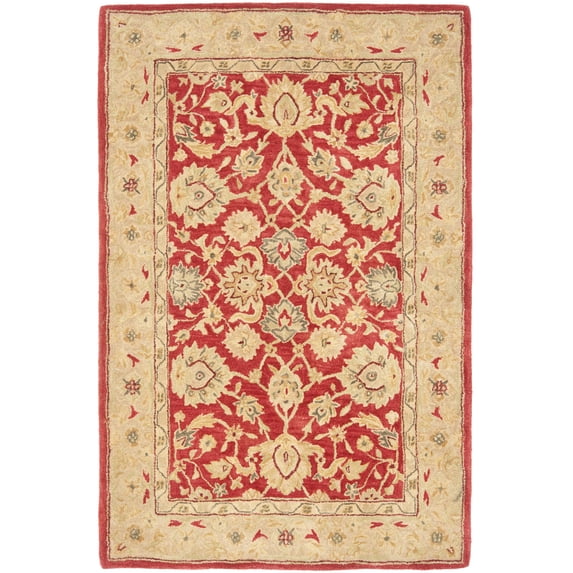 SAFAVIEH Anatolia Tracy Traditional Wool Area Rug, Red/Ivory, 4' x 6'