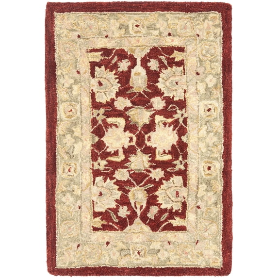 SAFAVIEH Anatolia Tracy Traditional Wool Area Rug, Red/Moss, 2' x 3'