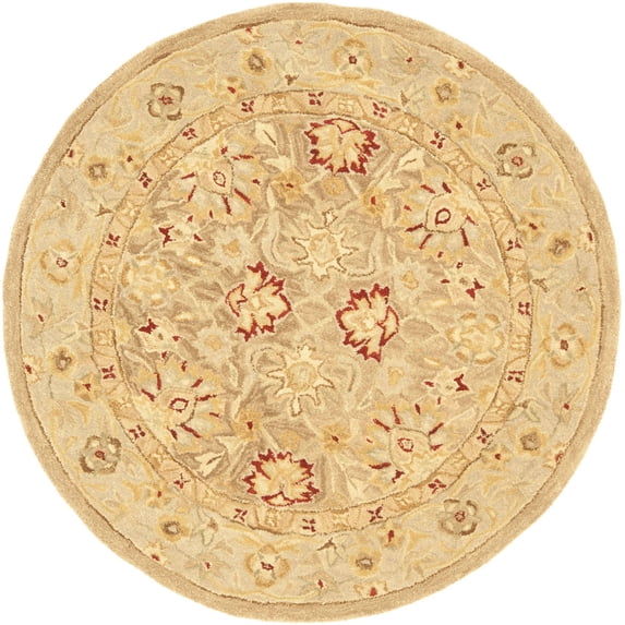SAFAVIEH Anatolia Tracy Traditional Wool Area Rug, Tan/Ivory, 4' x 4' Round