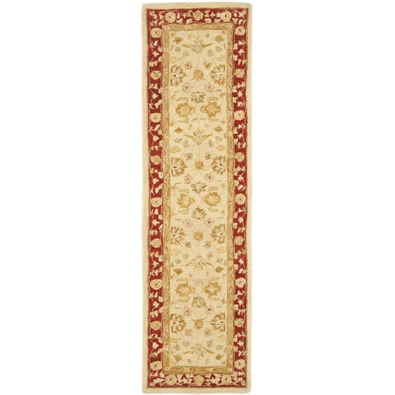 SAFAVIEH Anatolia Tracy Traditional Wool Runner Rug, Ivory/Red, 2'3" x 12'