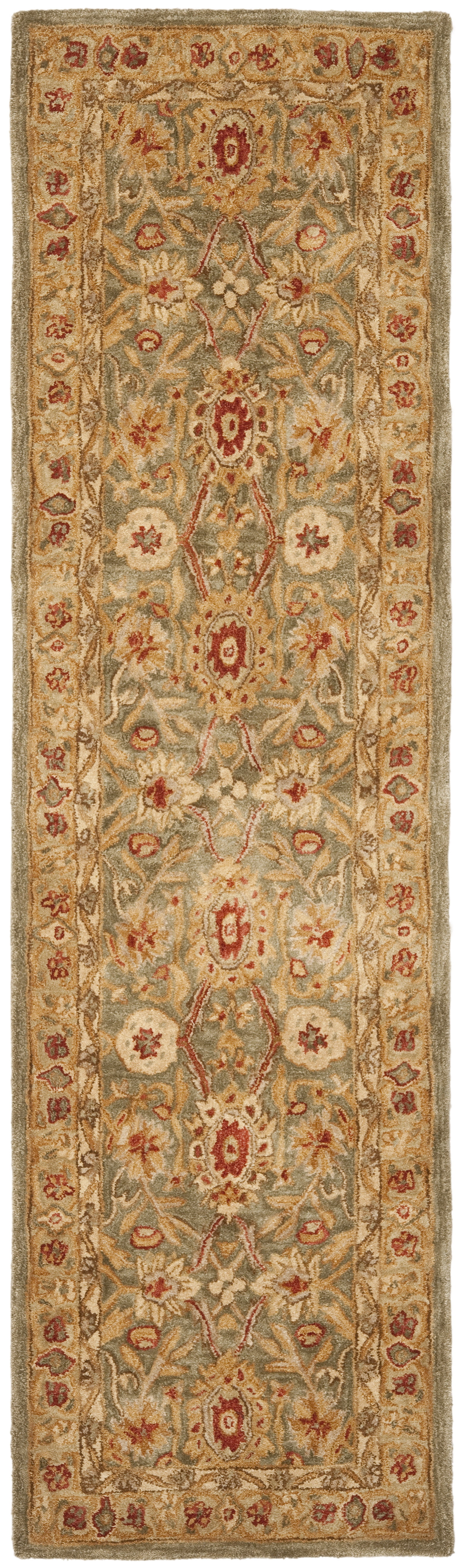 Sage and Ivory Floral Tufted Wool Runner 27"x18"x18"