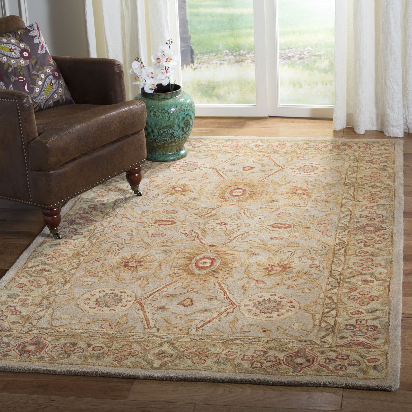 Anatolia Grey Beige Sage Wool Tufted Rectangular Rug