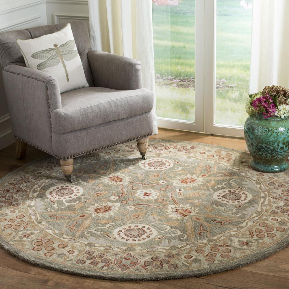 Anatolia Sage and Ivory Round Wool Area Rug