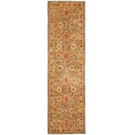 SAFAVIEH Anatolia Trinity Traditional Wool Runner Rug, Sage/Ivory, 2'3" x 8'
