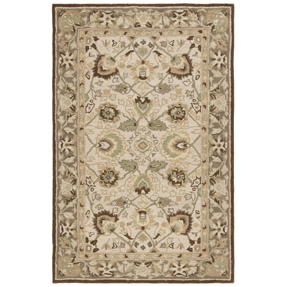 SAFAVIEH Anatolia Venice Floral Wool Area Rug, Ivory/Brown, 6' x 9'