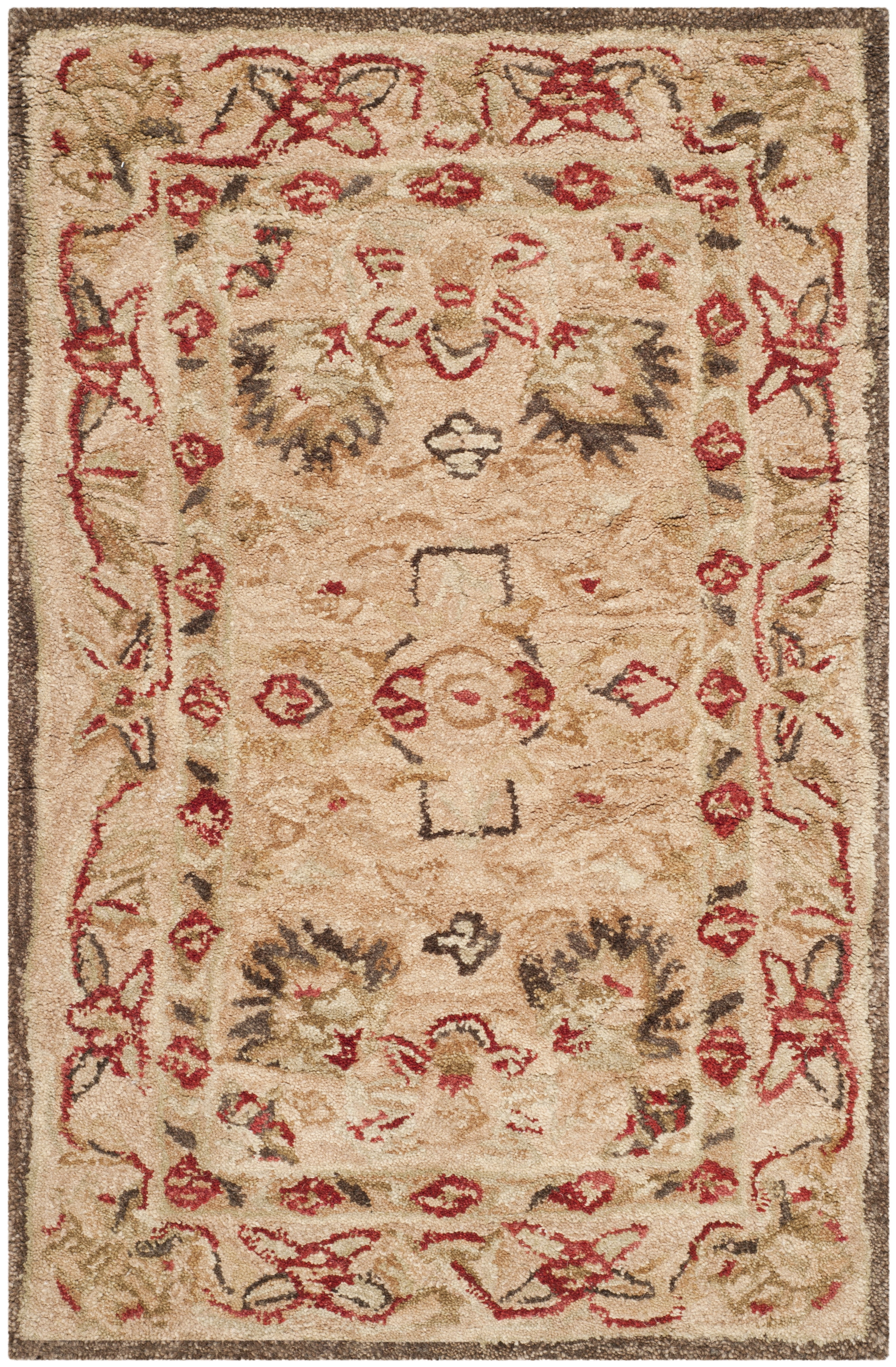 Handmade Tufted Beige Wool Rectangular Accent Rug 2' x 3'