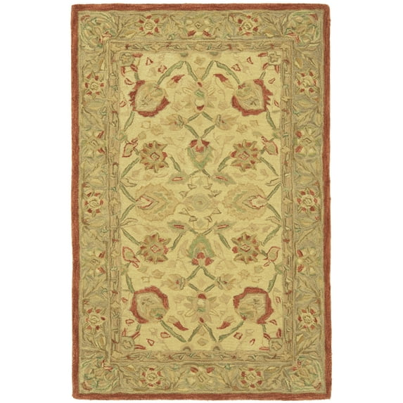 SAFAVIEH Anatolia Venice Traditional Wool Area Rug, Beige/Rust, 4' x 6'