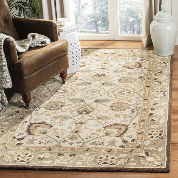 SAFAVIEH Anatolia Venice Traditional Wool Area Rug, Ivory/Brown, 9' x 12'